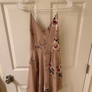 Tan Floral Handkerchief Dress Size M